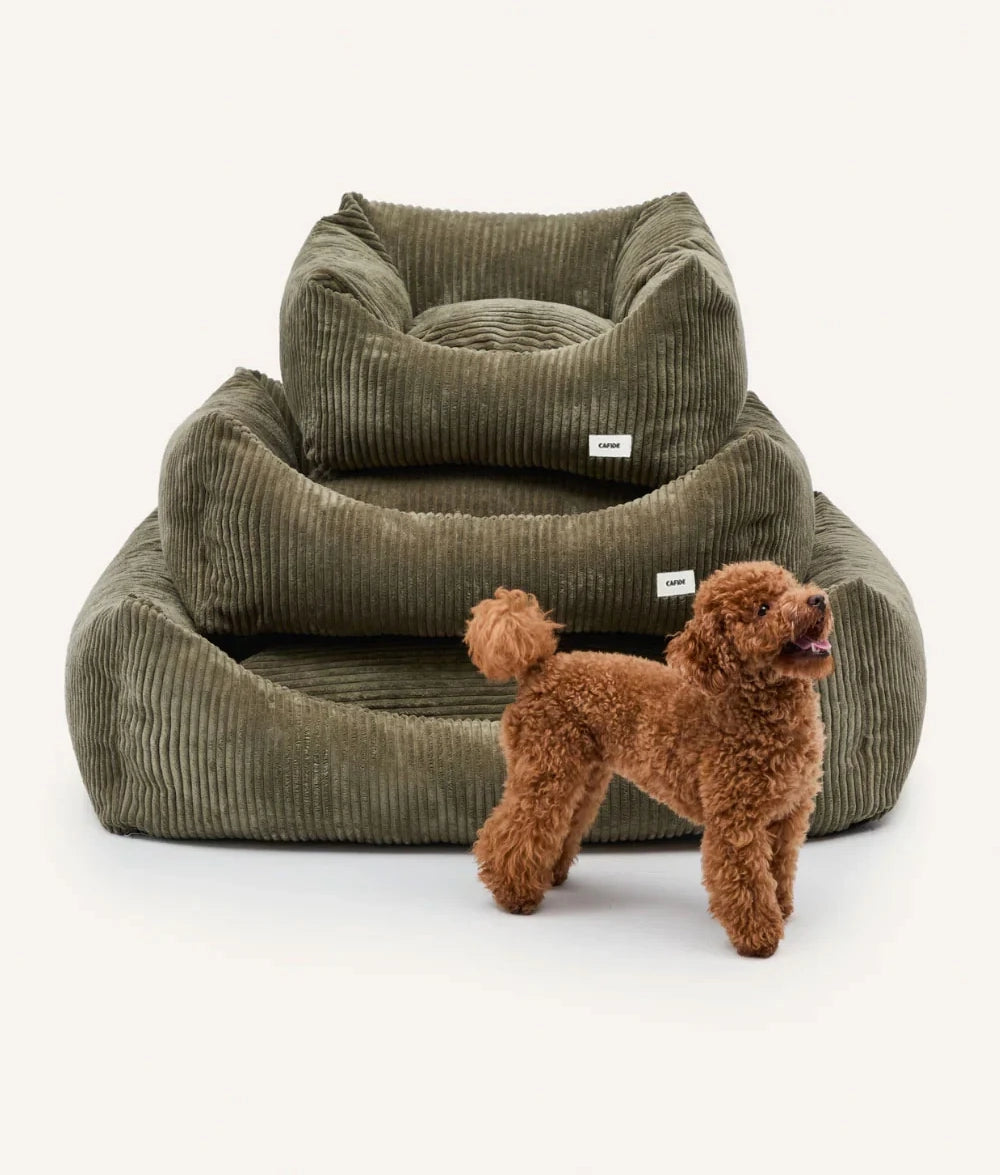 Green Corduroy Dog Bed - Snozy
