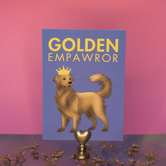 LOLLYPOPARTSTUDIO - Carte Golden Retriever « Golden Empawror »