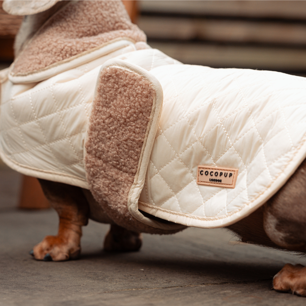 Cocopup London - LUXE Quilted Dog Coat - Creamy Chai