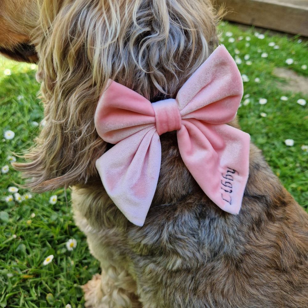 Luxe Velvet Sailor Bow Tie - Baby Pink