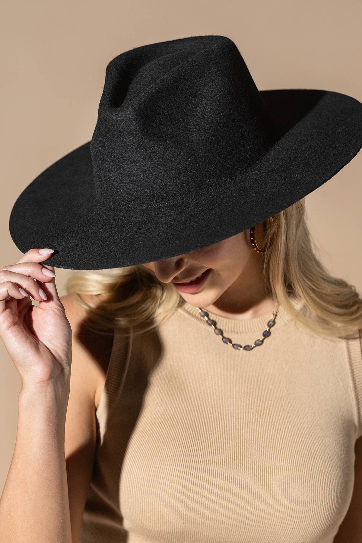 Australian Wool Teardrop Panama Hat-Blank - HAZEL / OS