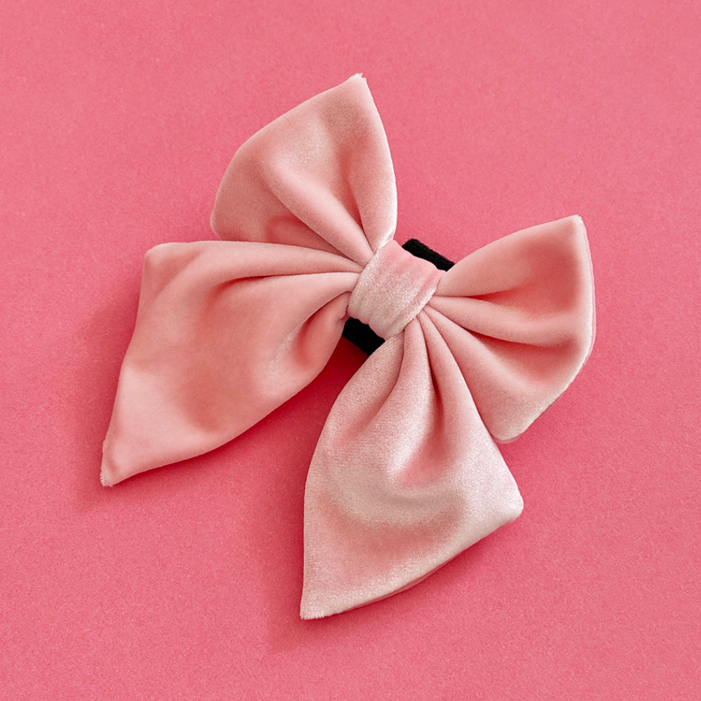 Luxe Velvet Sailor Bow Tie - Baby Pink