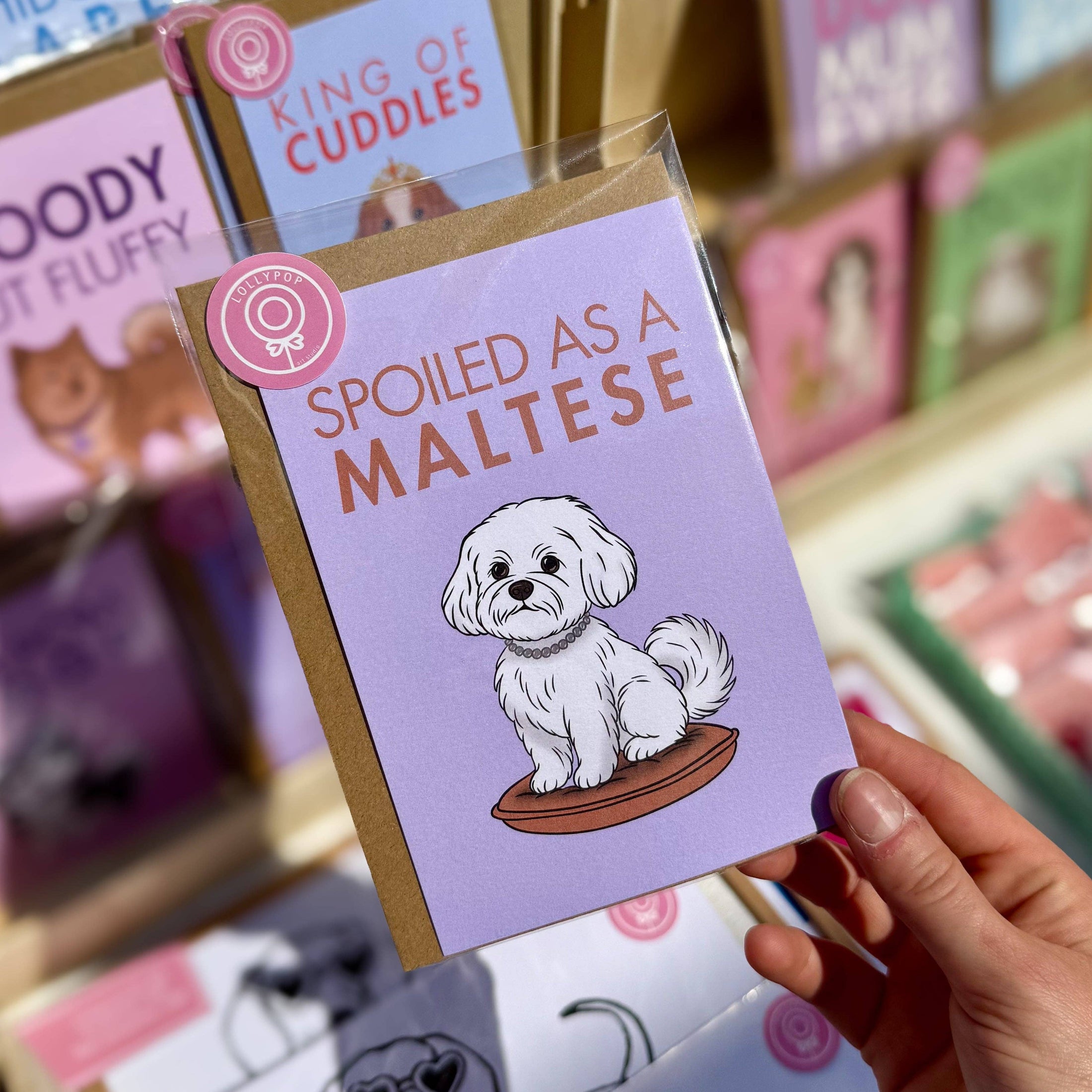 LOLLYPOPARTSTUDIO - Carte Bichon Maltais « Spoiled as a Maltese »