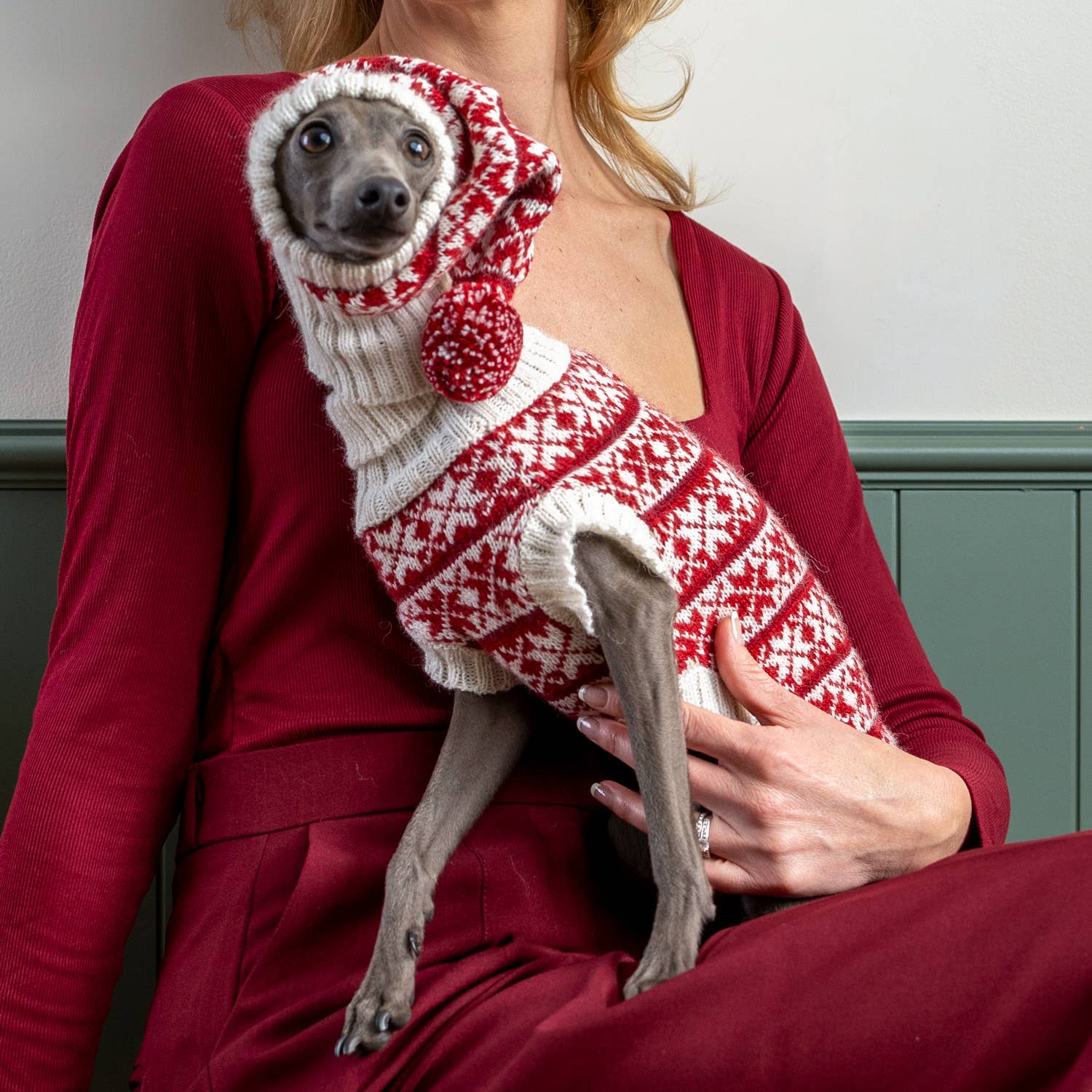 Christmas Snowflake Red Alpaca Dog Sweater