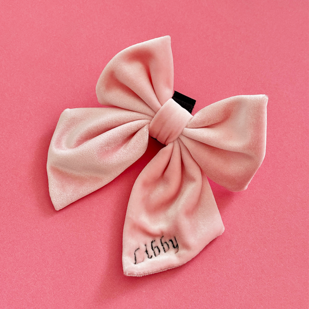 Luxe Velvet Sailor Bow Tie - Baby Pink