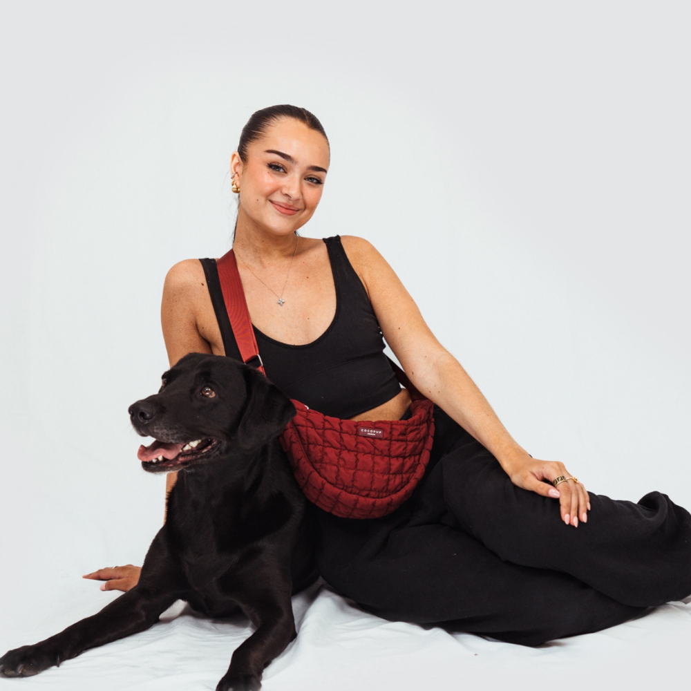 Cocopup London - Crossbody Crescent Dog Walking Bag - Merlot