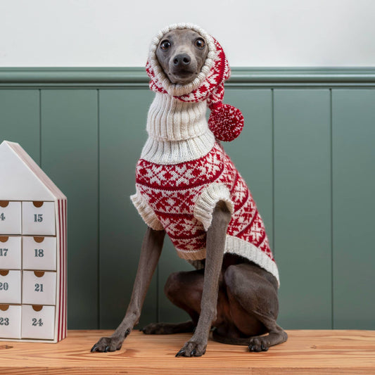 Christmas Snowflake Red Alpaca Dog Sweater