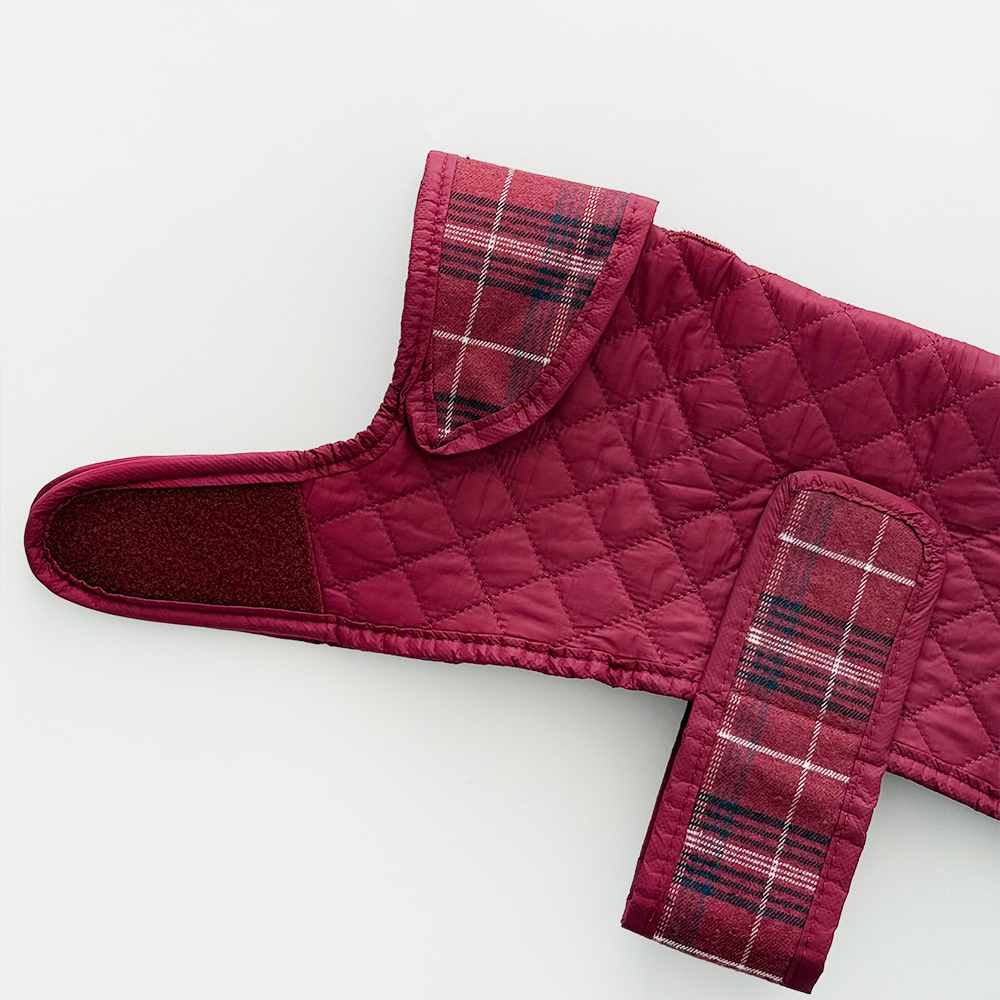 Cocopup London - LUXE Quilted Dog Coat - Mulberry Plaid