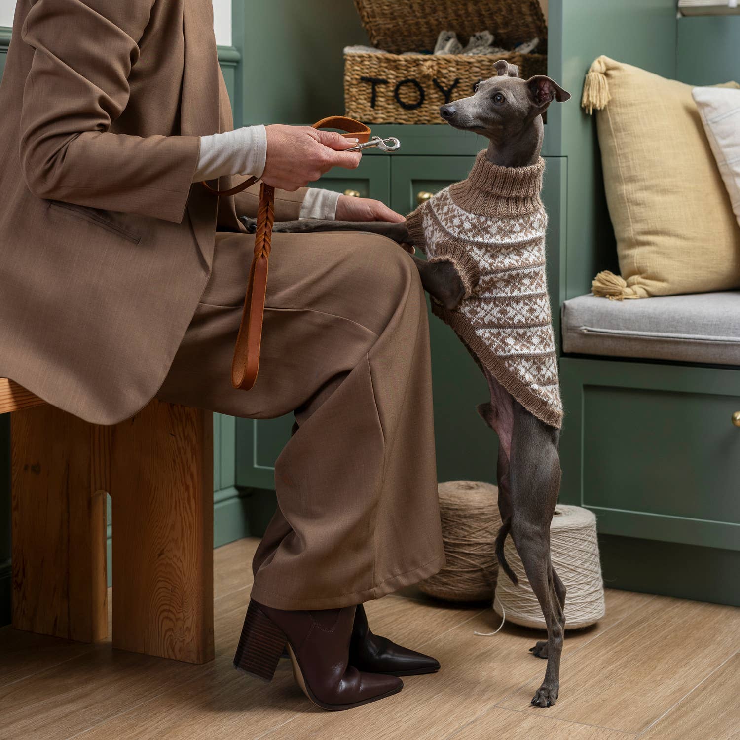 Winter Snowflake Natural Alpaca Dog Sweater