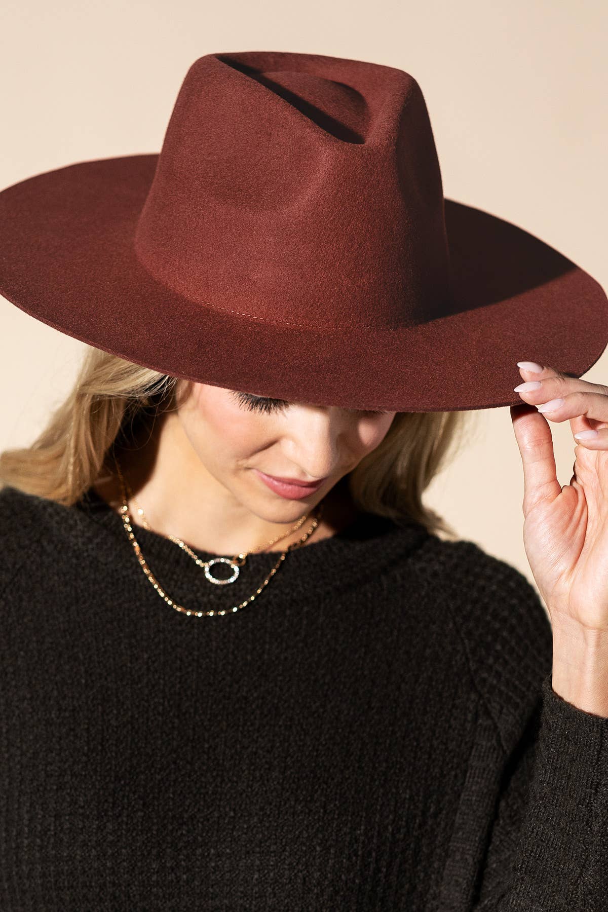 Australian Wool Teardrop Panama Hat-Blank - Brown / OS