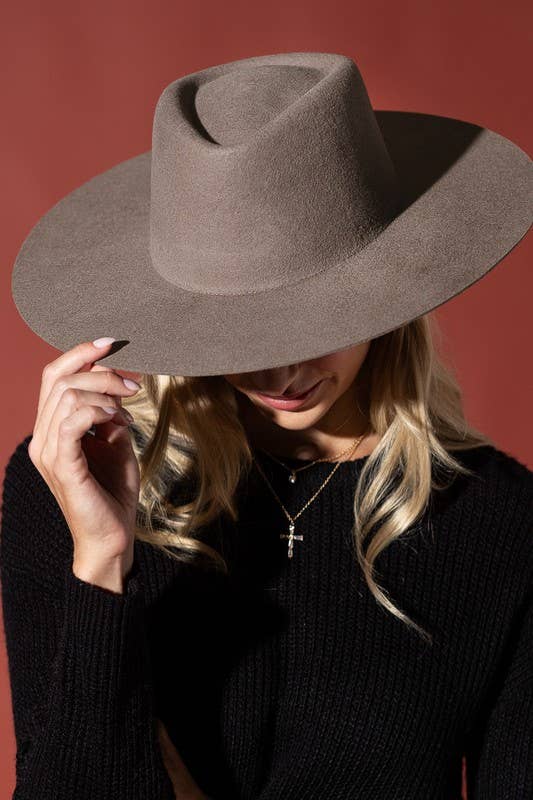 Australian Wool Triangular Panama Hat-Blank - Black / OS