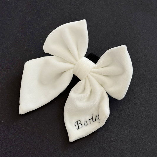 Luxe Velvet Sailor Bow Tie - White