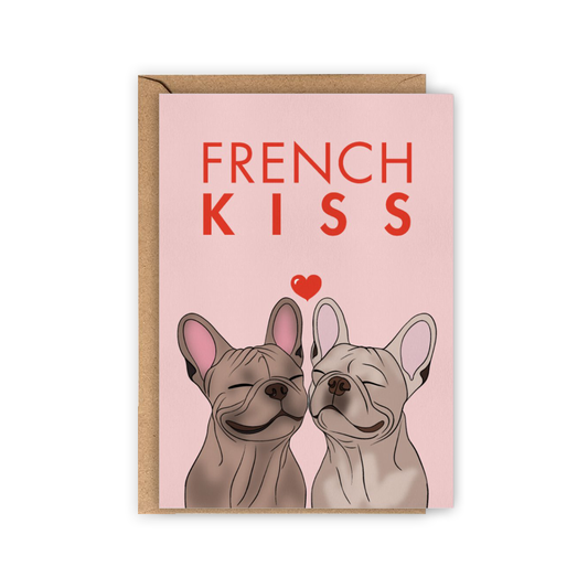 LOLLYPOPARTSTUDIO - Carte Bouledogue Français « French Kiss »