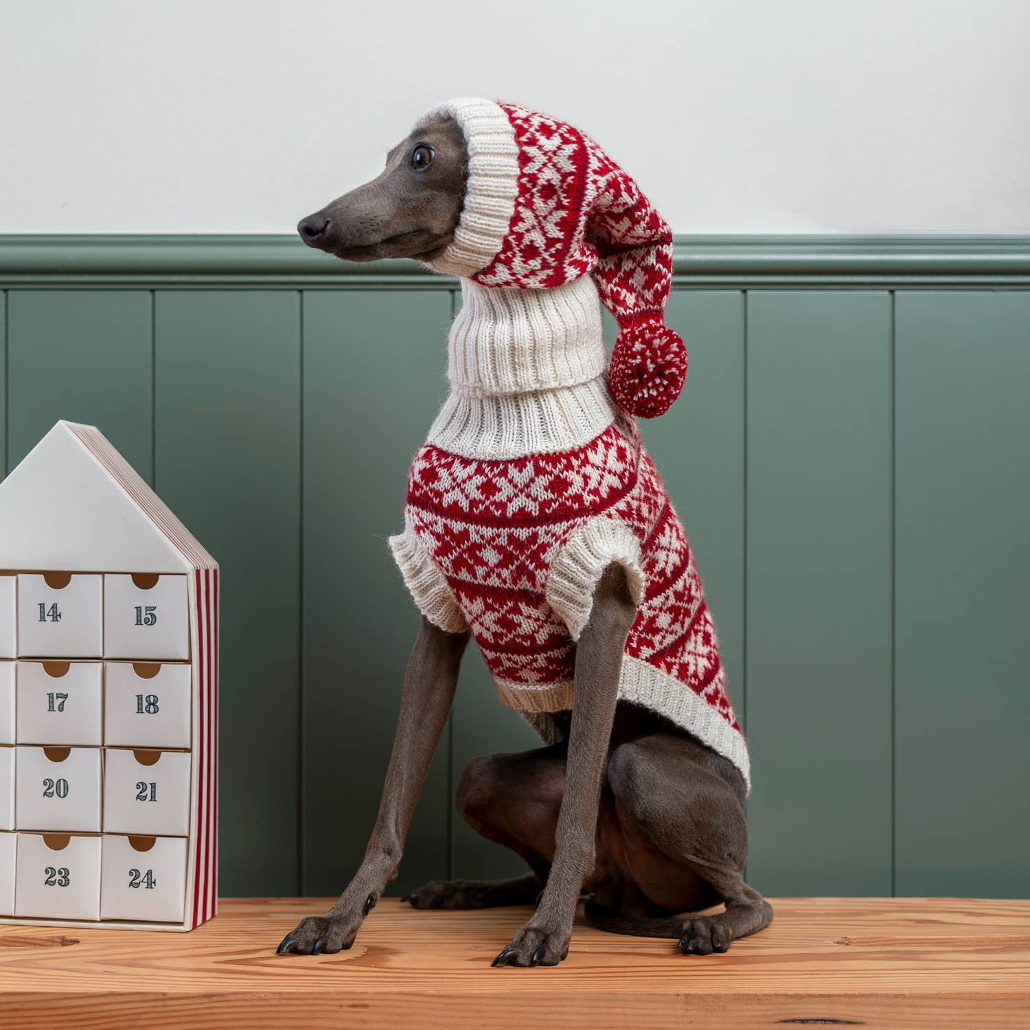 Christmas Snowflake Red Alpaca Dog Sweater