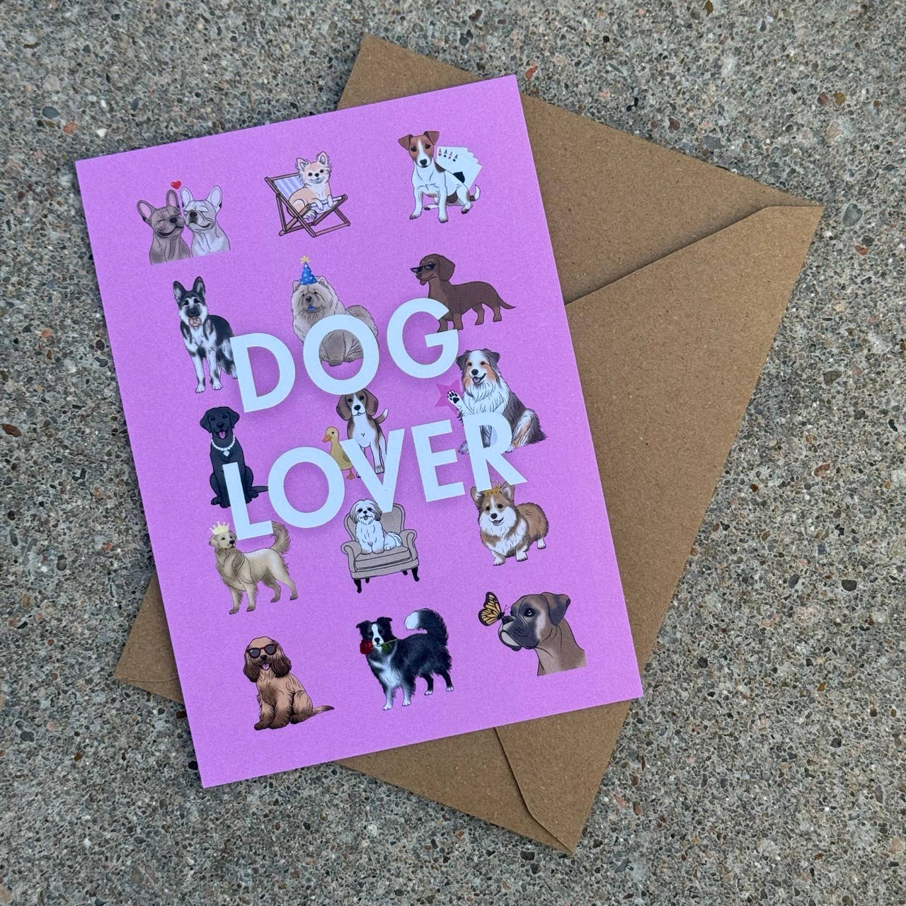 LOLLYPOPARTSTUDIO - Carte Dog Lover Version rose