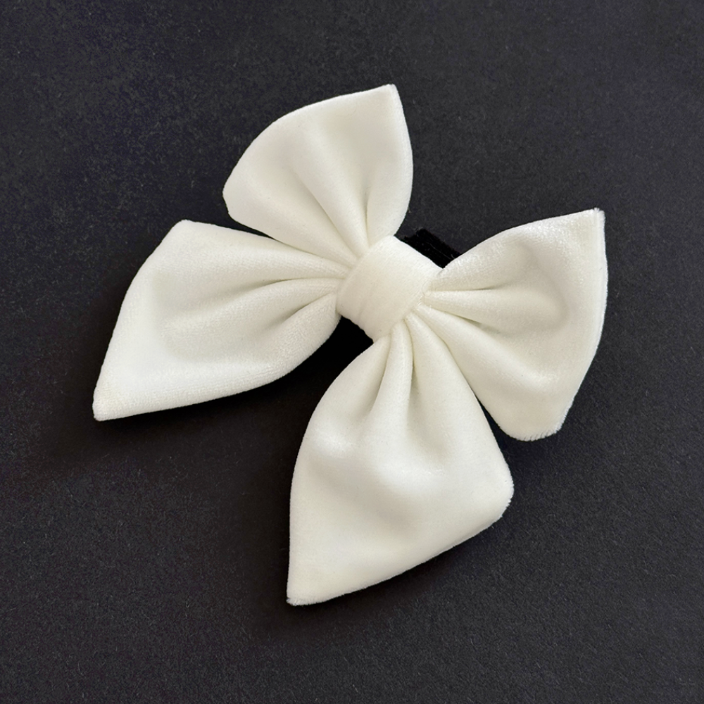 Luxe Velvet Sailor Bow Tie - White