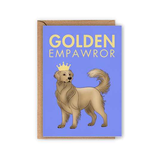 LOLLYPOPARTSTUDIO - Carte Golden Retriever « Golden Empawror »