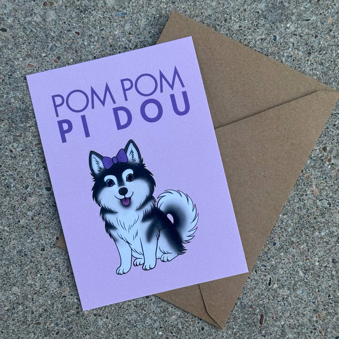 LOLLYPOPARTSTUDIO - Carte Pomsky « Pom Pom Pidou »