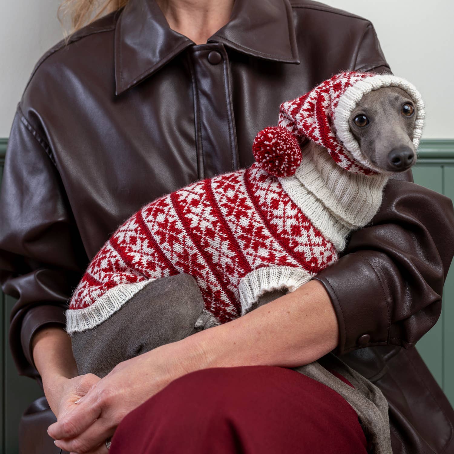 Christmas Snowflake Red Alpaca Dog Sweater