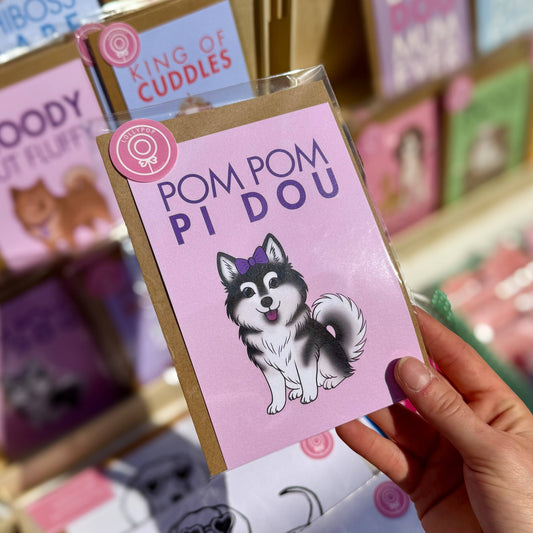 LOLLYPOPARTSTUDIO - Carte Pomsky « Pom Pom Pidou »