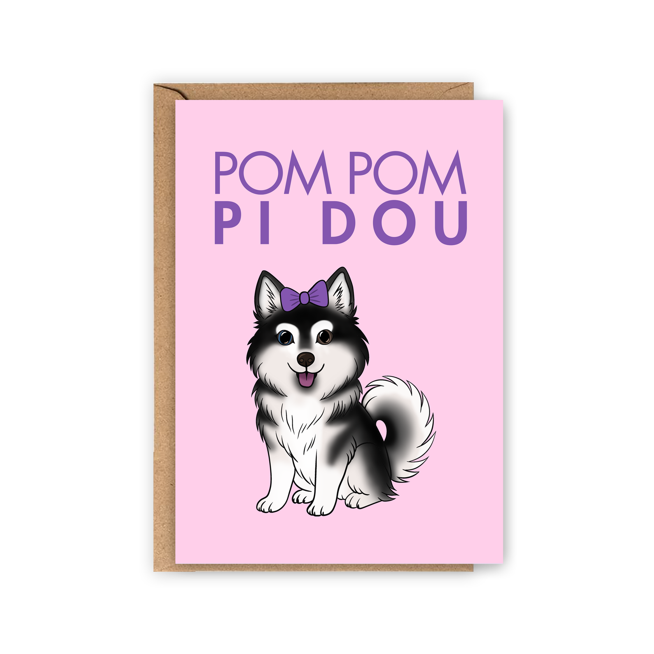 LOLLYPOPARTSTUDIO - Carte Pomsky « Pom Pom Pidou »