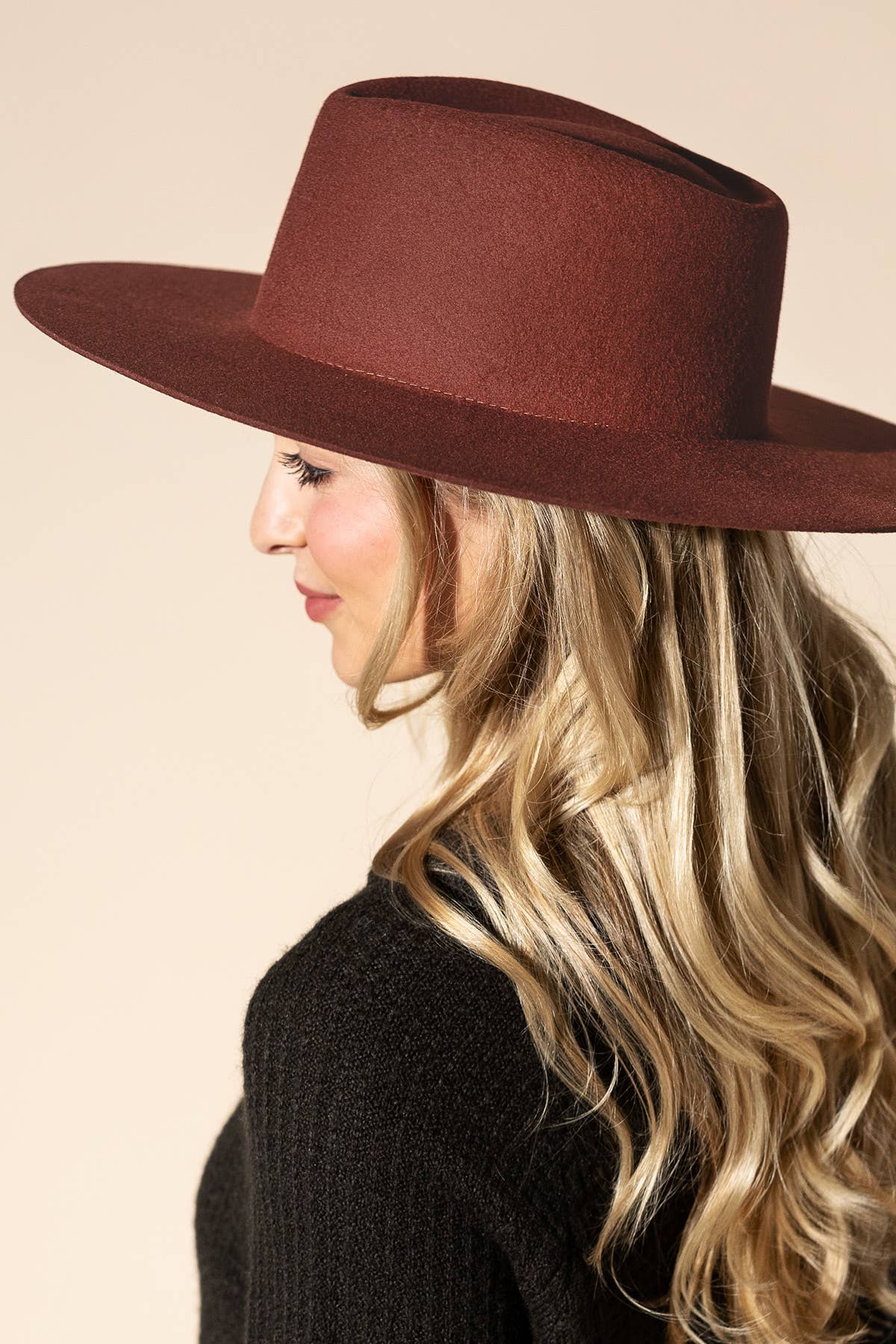 Australian Wool Triangular Panama Hat-Blank - Black / OS