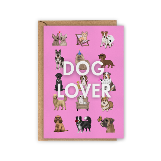 LOLLYPOPARTSTUDIO - Carte Dog Lover Version rose