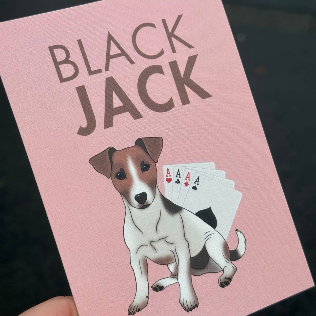 LOLLYPOPARTSTUDIO - Carte Jack Russell « Black Jack »