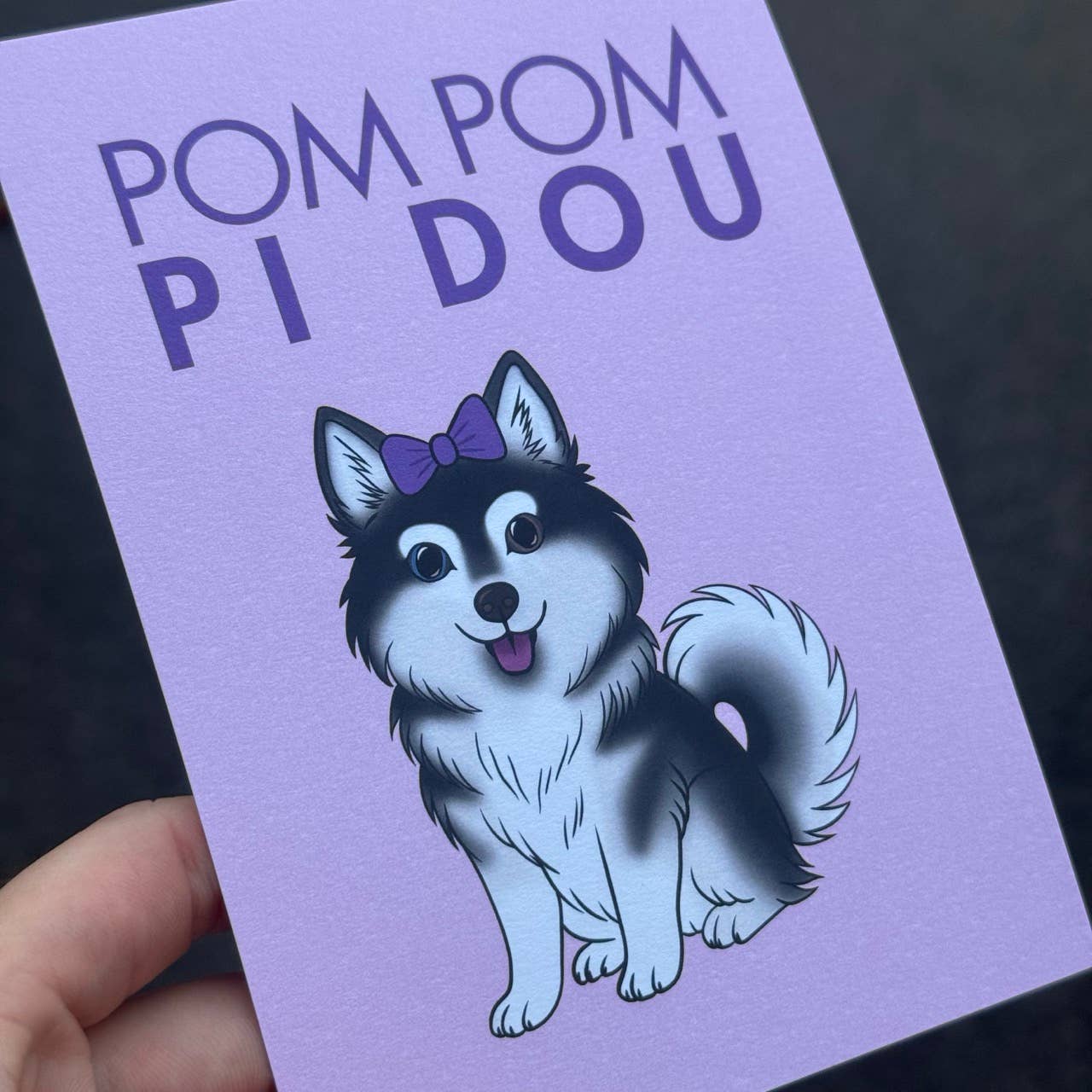 LOLLYPOPARTSTUDIO - Carte Pomsky « Pom Pom Pidou »