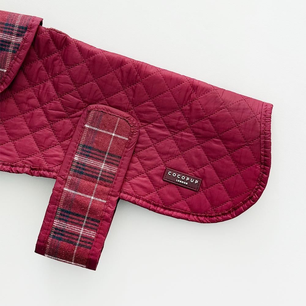 Cocopup London - LUXE Quilted Dog Coat - Mulberry Plaid