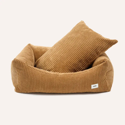 Mustard Corduroy Dog Bed - Snozy