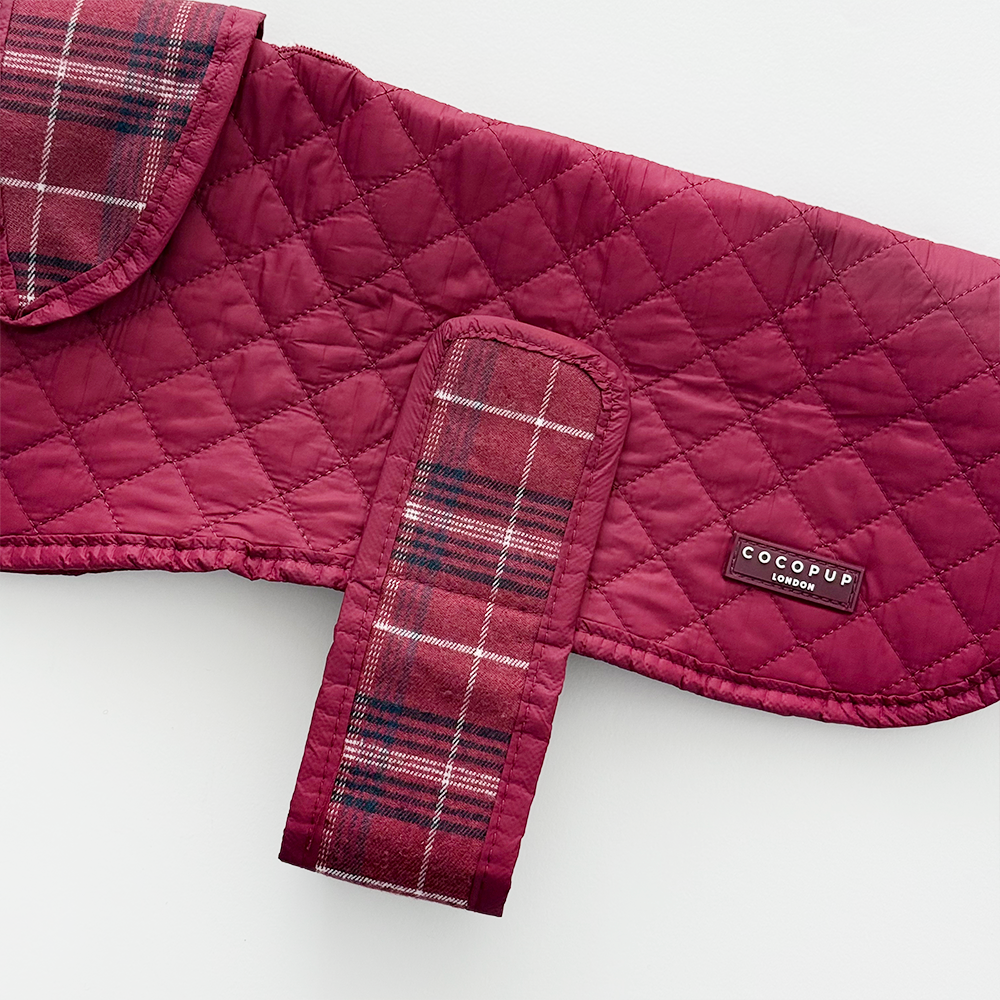 Cocopup London - LUXE Quilted Dog Coat - Mulberry Plaid