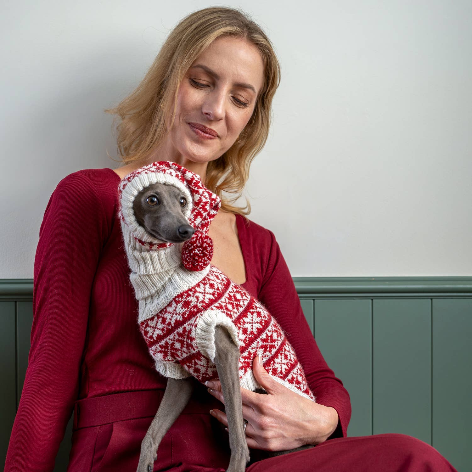 Christmas Snowflake Red Alpaca Dog Sweater