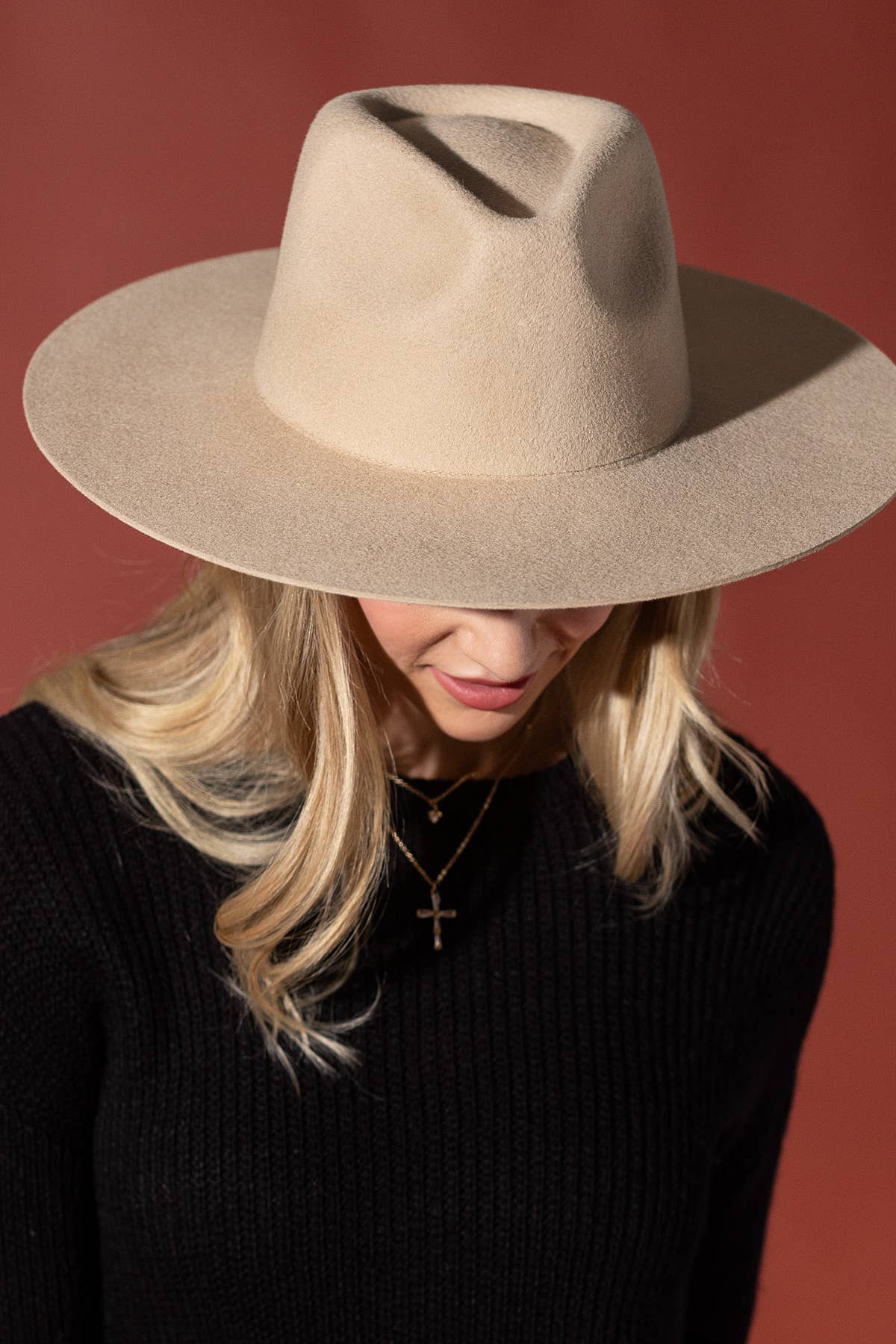Australian Wool Teardrop Panama Hat-Blank - Brown / OS