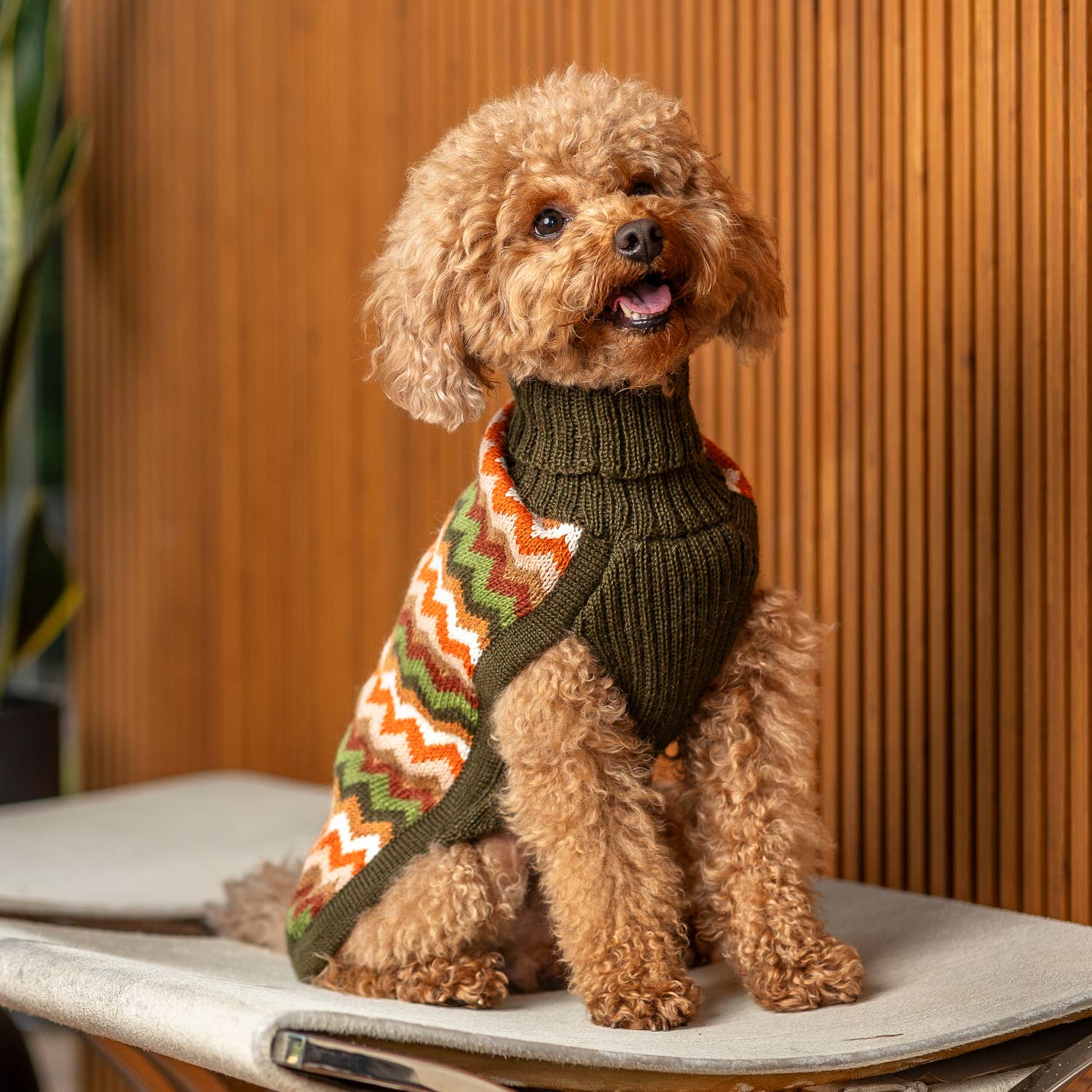Forest Chevron Knit Alpaca Dog Sweater