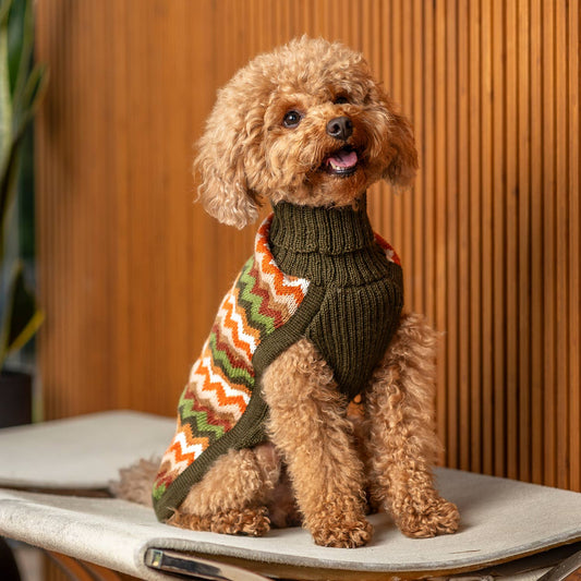 Forest Chevron Knit Alpaca Dog Sweater