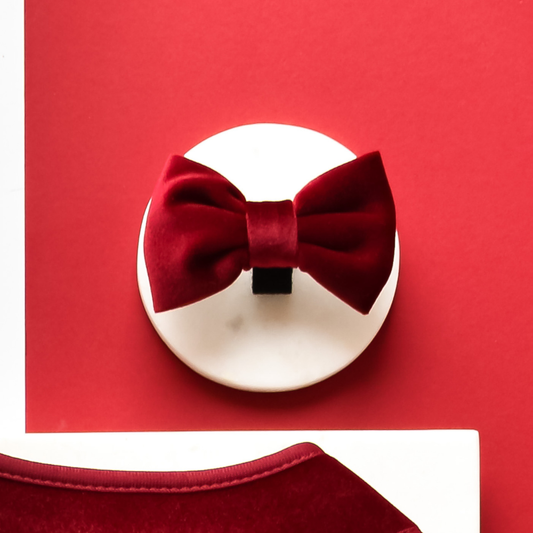 LUXE Velvet Bow Tie - Berry Red