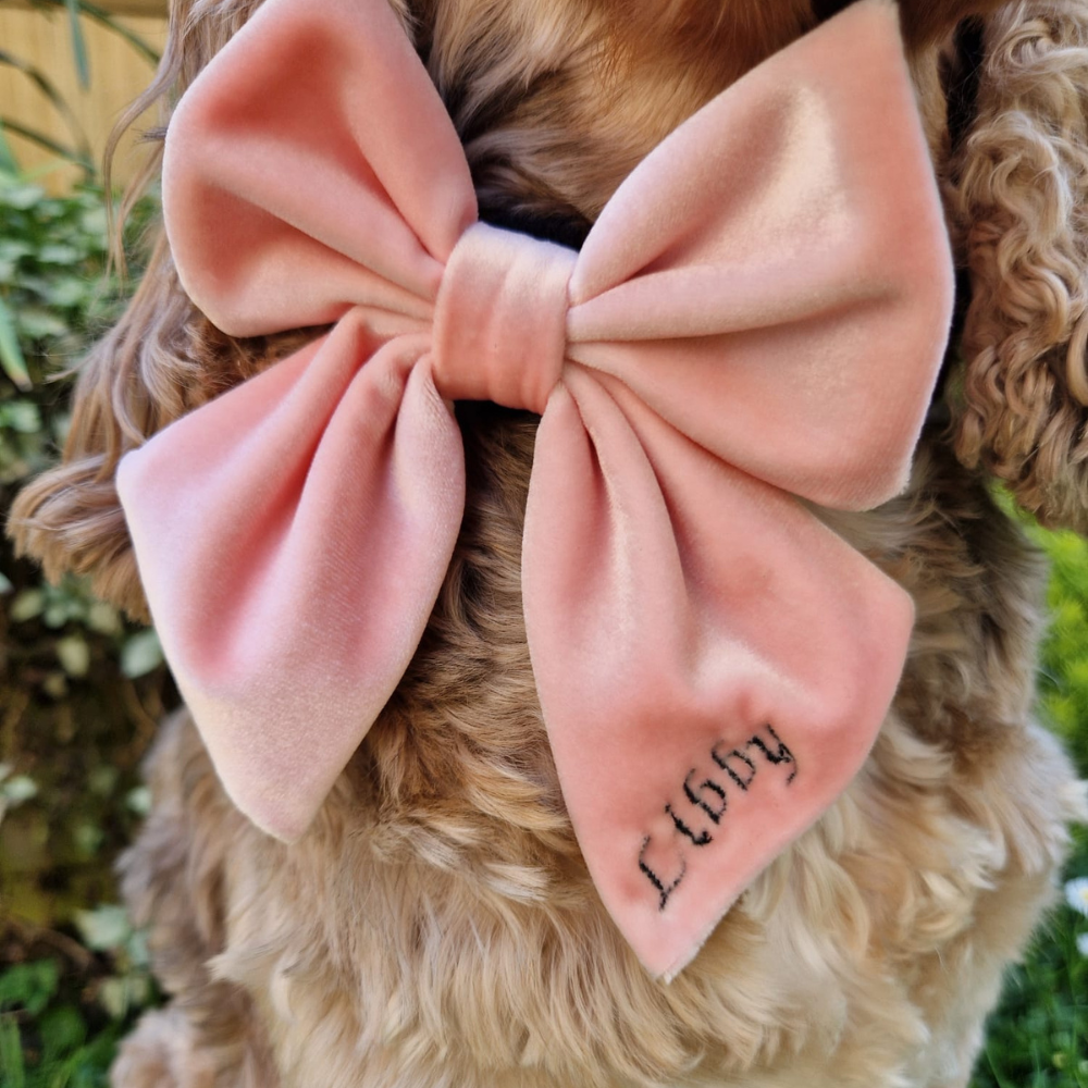 Luxe Velvet Sailor Bow Tie - Baby Pink