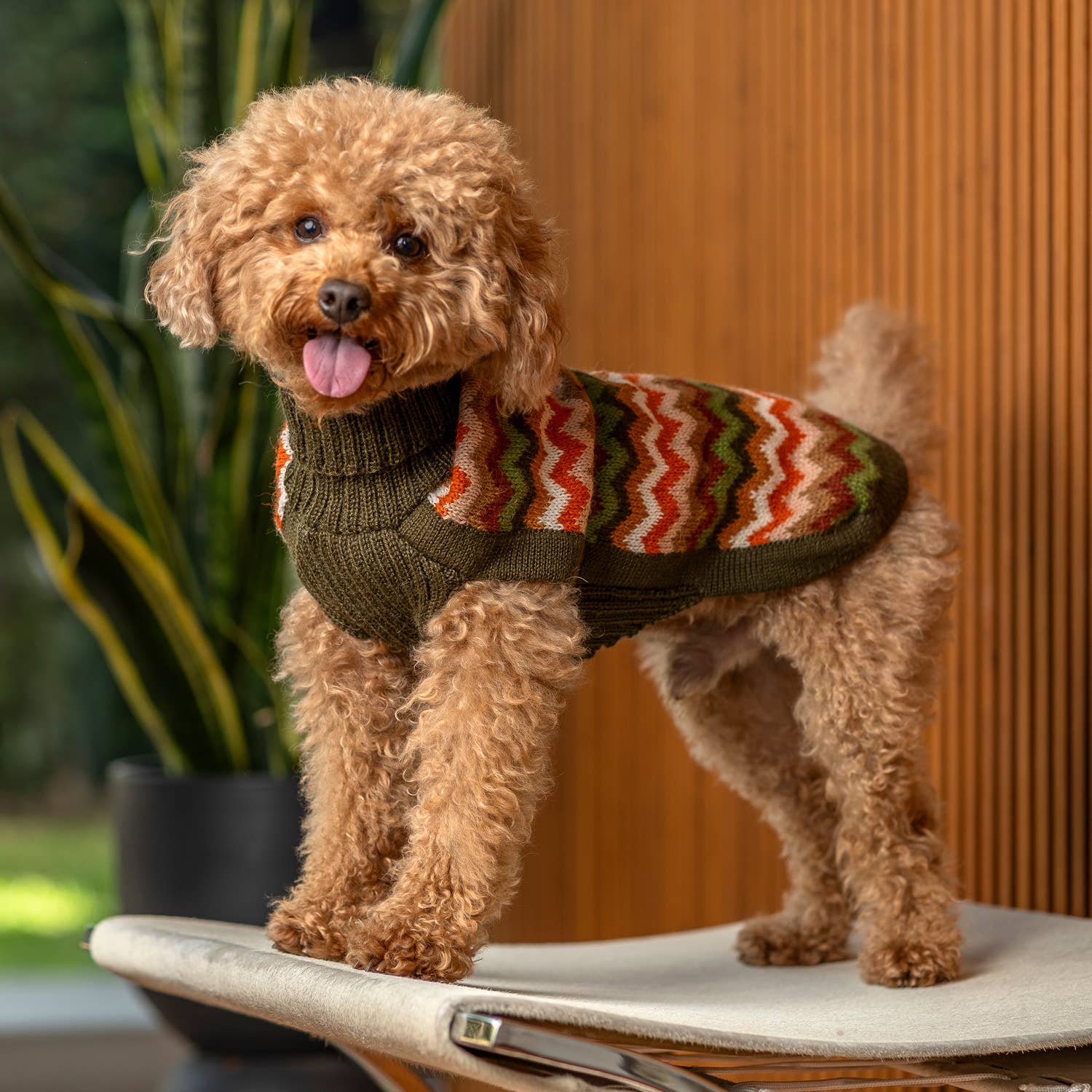 Forest Chevron Knit Alpaca Dog Sweater