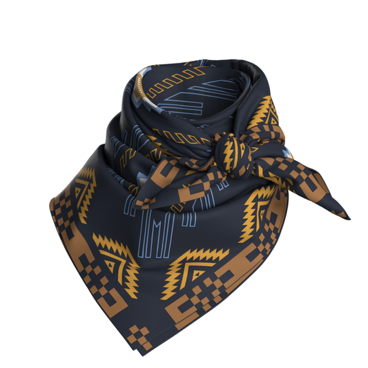 Pioneer Silk Scarf - Navy blue