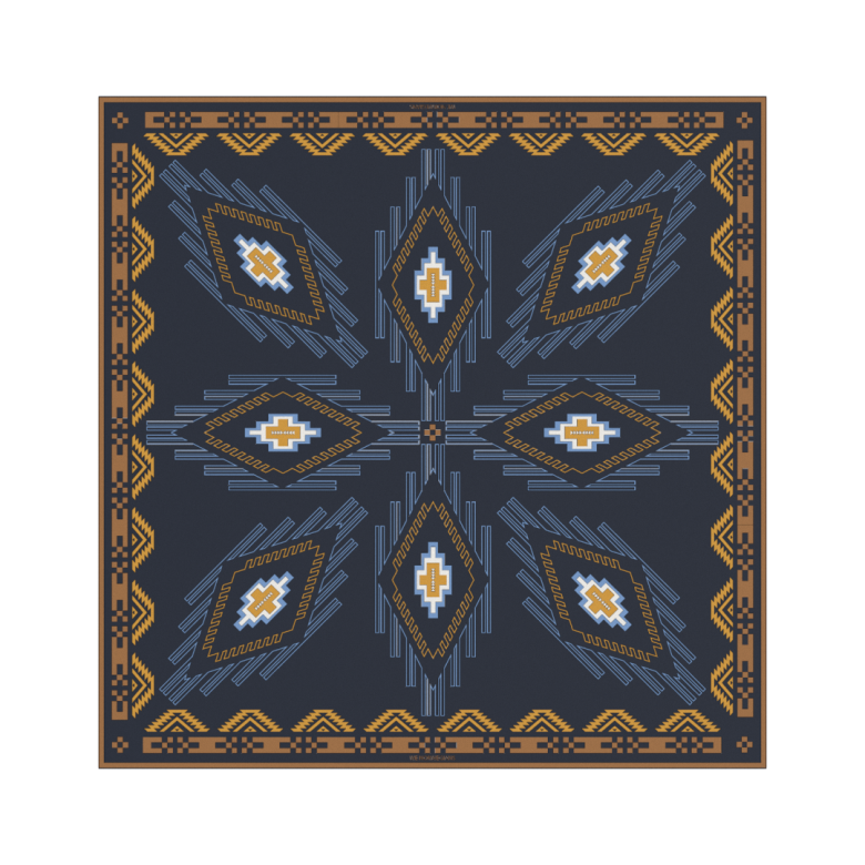 Pioneer Silk Scarf - Navy blue