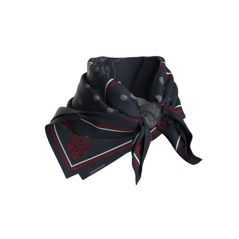 Western Silk Scarf - Navy blue