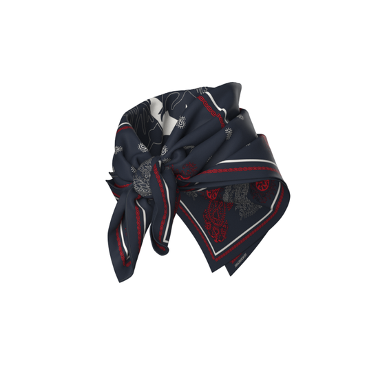 Western Silk Scarf - Navy blue