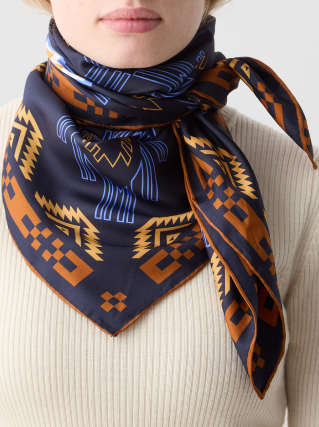 Pioneer Silk Scarf - Navy blue